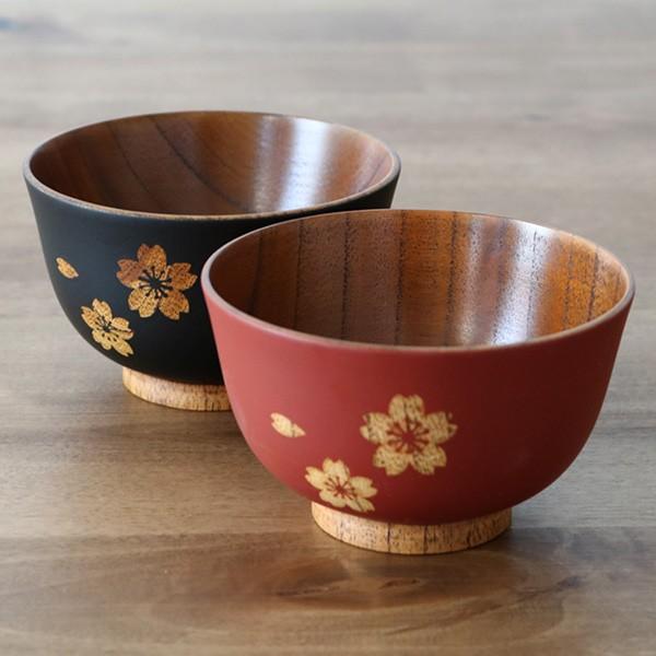 汁椀 木製 310ml さくら汁椀 内スリ 漆 桜 天然木 食器 同色6個セット