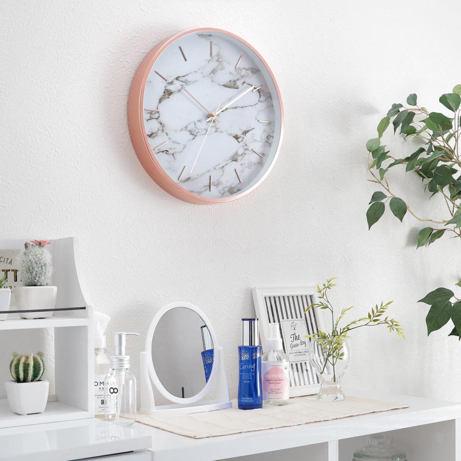 掛け時計 電波時計 直径 30.5cm マルモ ウォールクロック 大理石風  