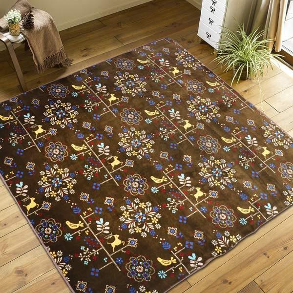 ラグ 2畳 185×185cm 床暖 ホットカーペット対応 ラグマット ブラウン