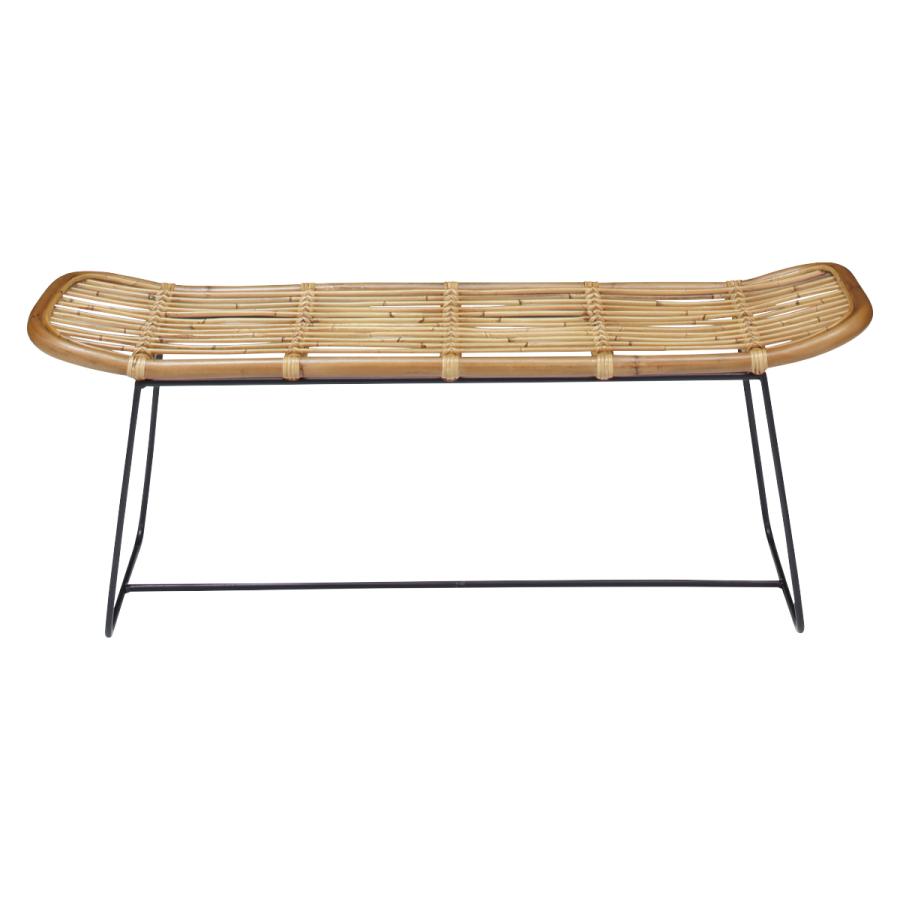 ラタンベンチ 2人掛け 長椅子 アイアンフレーム 籐家具 幅121cm