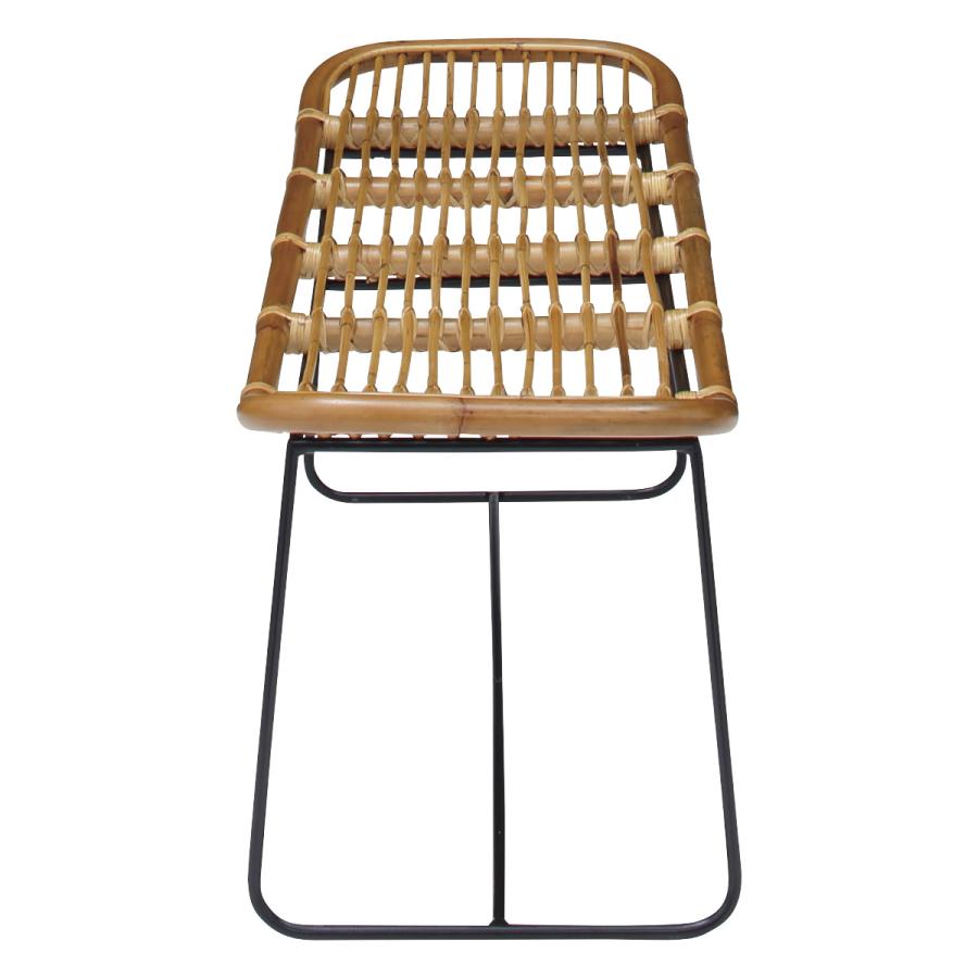 【送料無料・新品未使用】ベンチ　ラタン　アイアン　ナチュラル　シンプル　モダン ラタン ベンチ チェア ナチュラルウッド ダイニングや玄関に最適