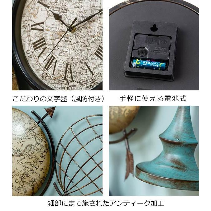 壁掛け時計 ビッグサイズ 時計 ウォールクロック 地球儀 アンティーク