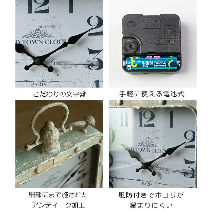 置き時計 アンティーク風 四角 アナログ （ 置時計 時計 インテリア