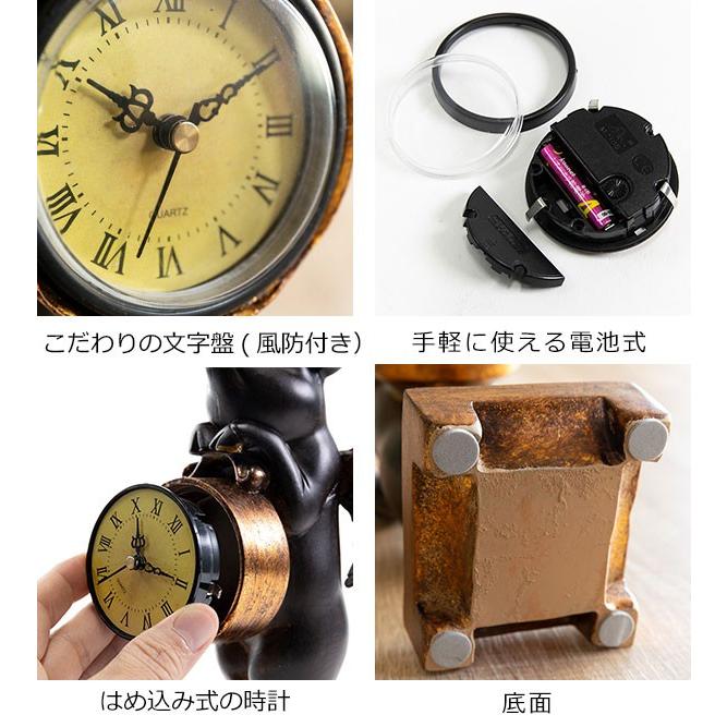 置き時計 ぶたのオブジェ時計 アナログ アンティーク （ 置時計