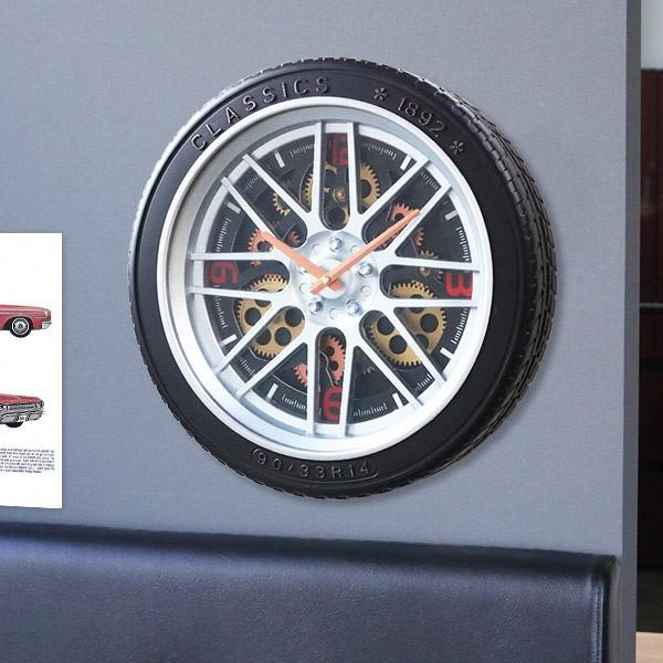 掛け時計 ギアクロック Gear Clock 直径40cm タイヤデザイン （ 壁掛け