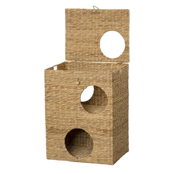 キャットハウス 2段 ちぐら風 天然素材 ウォーターヒヤシンス 幅45cm