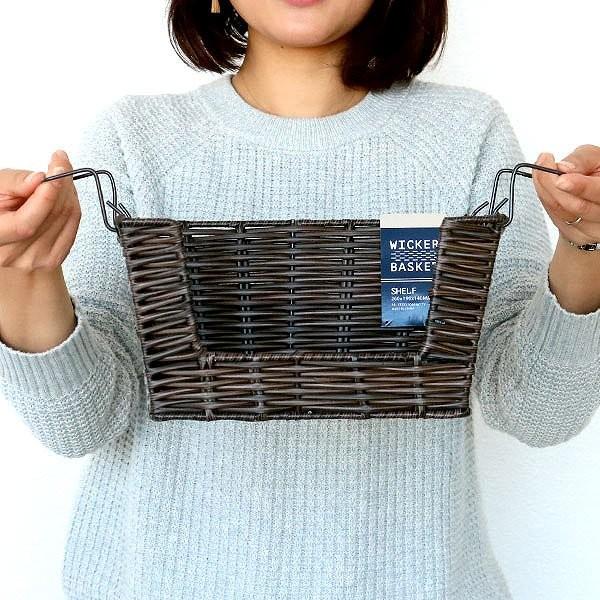 バスケット 幅26×奥行19×高さ14cm WICKER BASKET シェルフ S 前開き