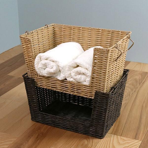 バスケット 幅36×奥行26×高さ20cm WICKER BASKET シェルフ L 前開き