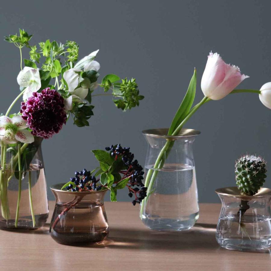 キントー 花瓶 ガラス 8×13cm 真鍮 LUNA ベース 花器 （ KINTO フラワーベース 一輪挿し 花 グリーン 栽培 ハーブ ）｜livingut｜15
