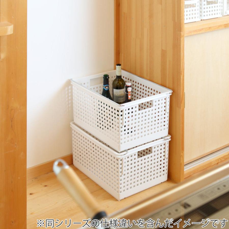 収納バスケット ワイド L プラスチック バスケット 収納 日本製 同色2個セット （ 収納ボックス 幅34 奥行46 ボックス 高さ26 かご カゴ 洗面所 キッチン ）｜livingut｜18