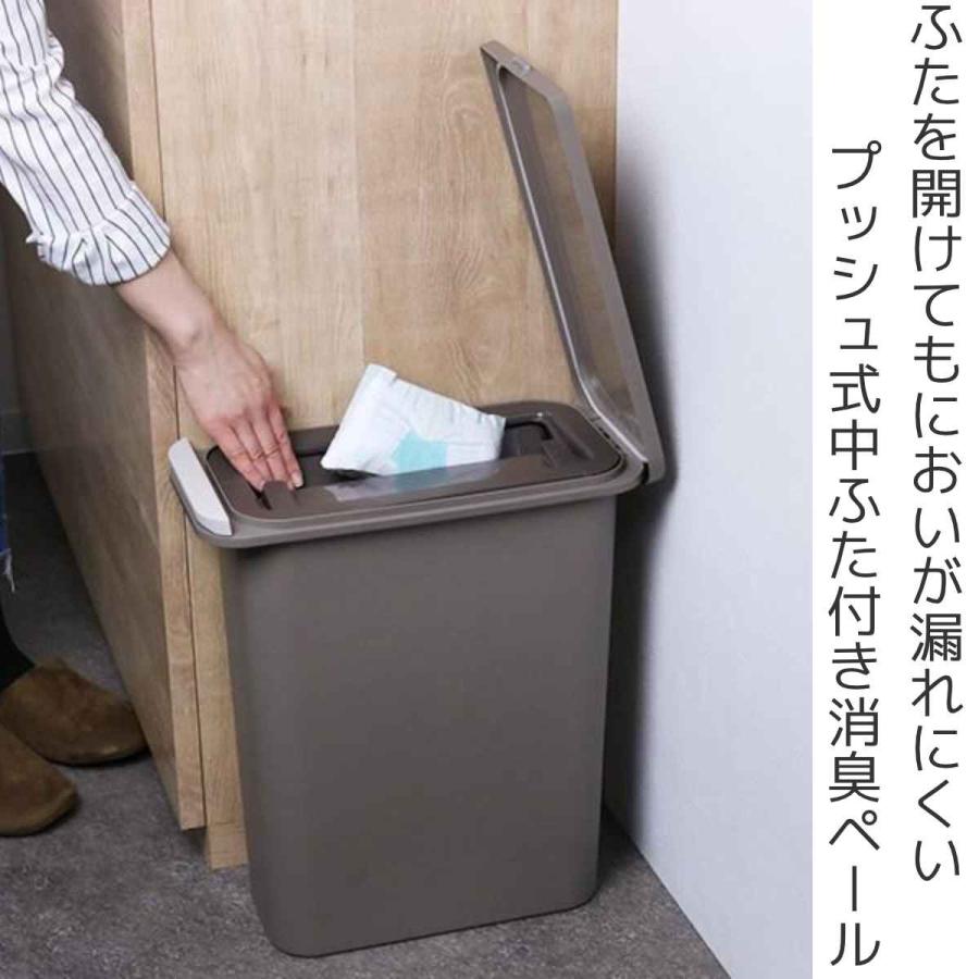 ゴミ箱 中フタ付き 21L パッキン付き 開けても防臭 スリム （ ごみ箱