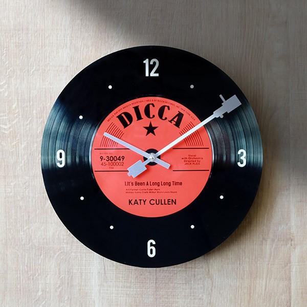 掛け時計 34cm レコードクロックウォール ガラス 壁掛け時計 （ 時計