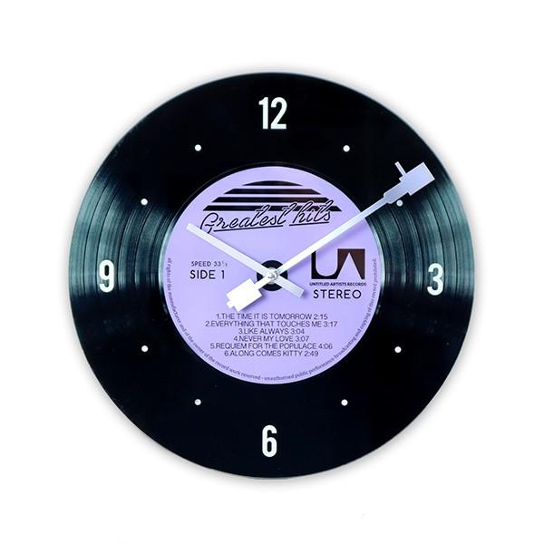掛け時計 34cm レコードクロックウォール ガラス 壁掛け時計 （ 時計