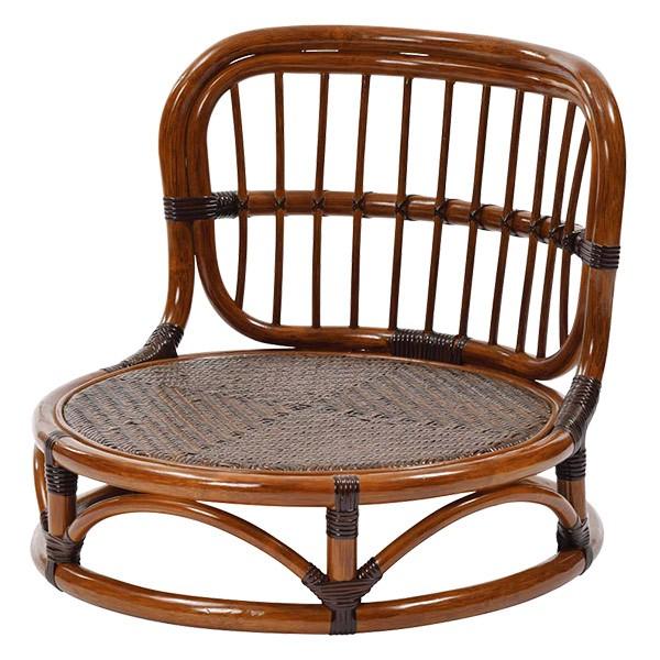 籐 座椅子 丸形 ローチェア ラタン製 籐家具 座面高15cm （ ラタン 籐 