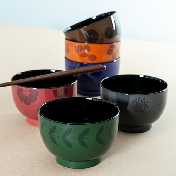 汁椀 370ml 溜いろ 山中塗 プラスチック 同色5個セット （ 食洗機対応