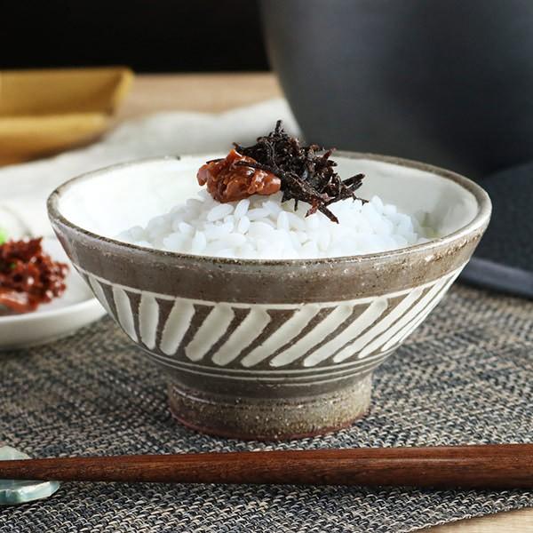 茶碗 272ml 内粉引斜め象眼 和食器 美濃焼 陶器 日本製 （ お茶椀 和柄