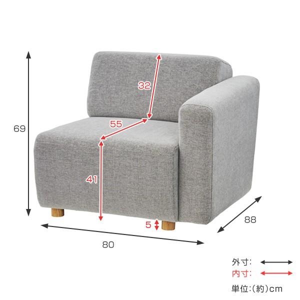 シングルソファ ソファ ソファー 1P 1シーター 1人掛け 左側 RW754 シングルソファ 一人掛け 左片肘タイプ キューブシリーズ 幅80cm