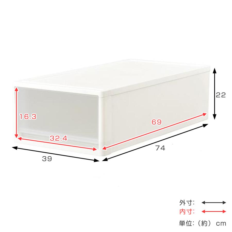 収納ケース ストラ 74-M 幅39×奥行74×高さ22cm 押入れ収納 プラスチック 引き出し 日本製 同色4個セット （ 収納ボックス 収納 ケース ボックス 押入れ ）｜livingut｜06