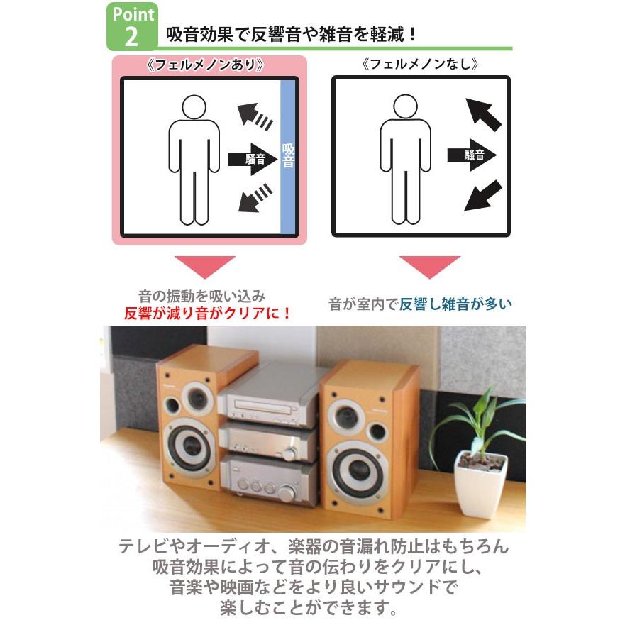 吸音材 吸音パネル 防音フェルトボード フェルメノン 40×40cm 同色10枚