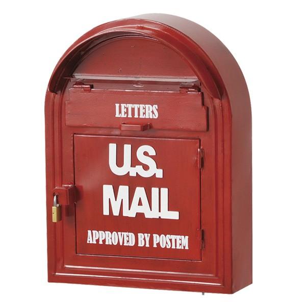 ポスト 壁掛け ウォールポスト アンティーク U.S.MAIL 赤 （ 郵便受け