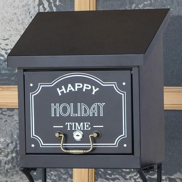 ポスト スタンド 置き型 傘立て 鍵付き フック付き CAFE （ 郵便受け