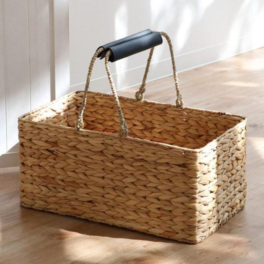 ちどり産業 収納 バスケット ウォーターヒヤシンス 角型 大 持ち手付き