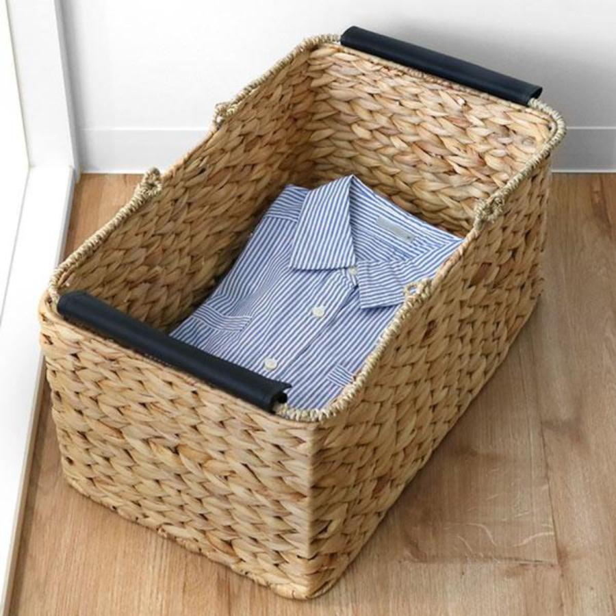 ちどり産業 収納 バスケット ウォーターヒヤシンス 角型 大 持ち手付き