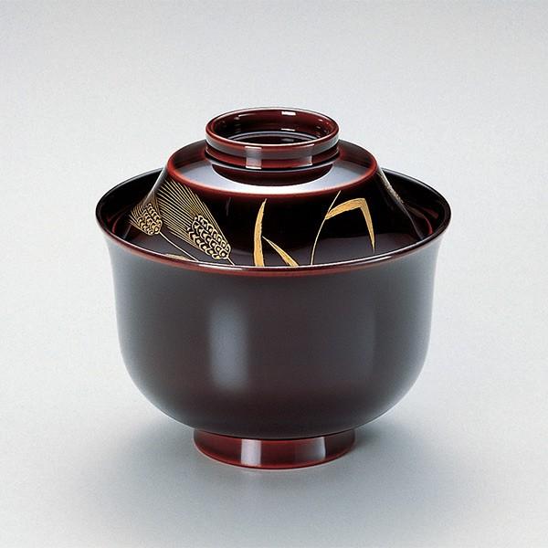 吸い物椀 富士型 溜蒔絵麦 本漆塗 手書き 蒔絵 小吸椀 漆塗 汁椀