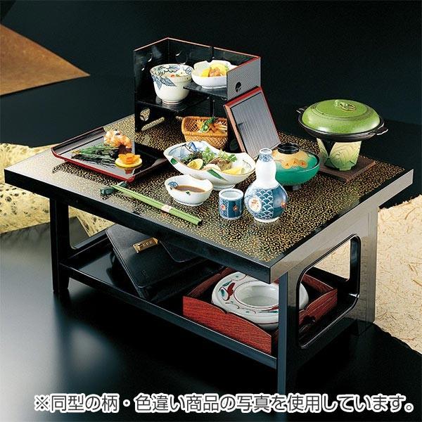 お膳 新飛龍膳 樹脂製 片面タイプ 足付 金ライン 黒タタキ 業務用