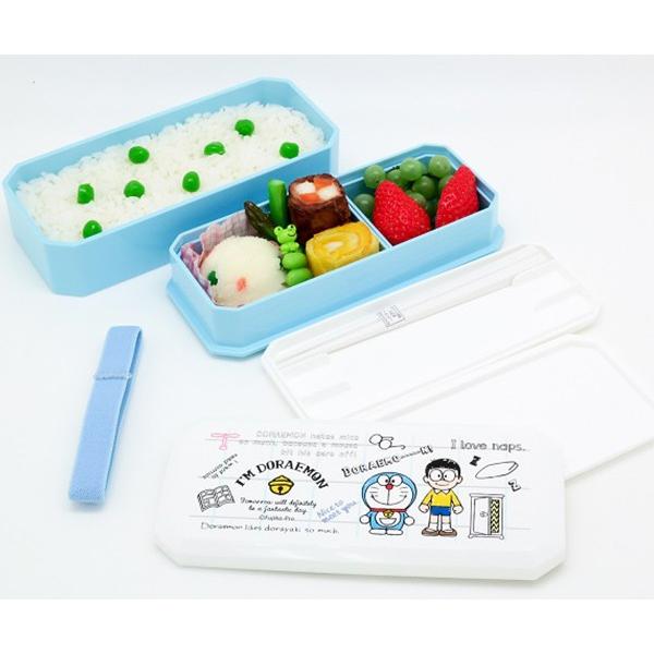 お弁当箱 2段 松花堂弁当箱 箸付き ドラえもん 600ml （ 子供 食洗機