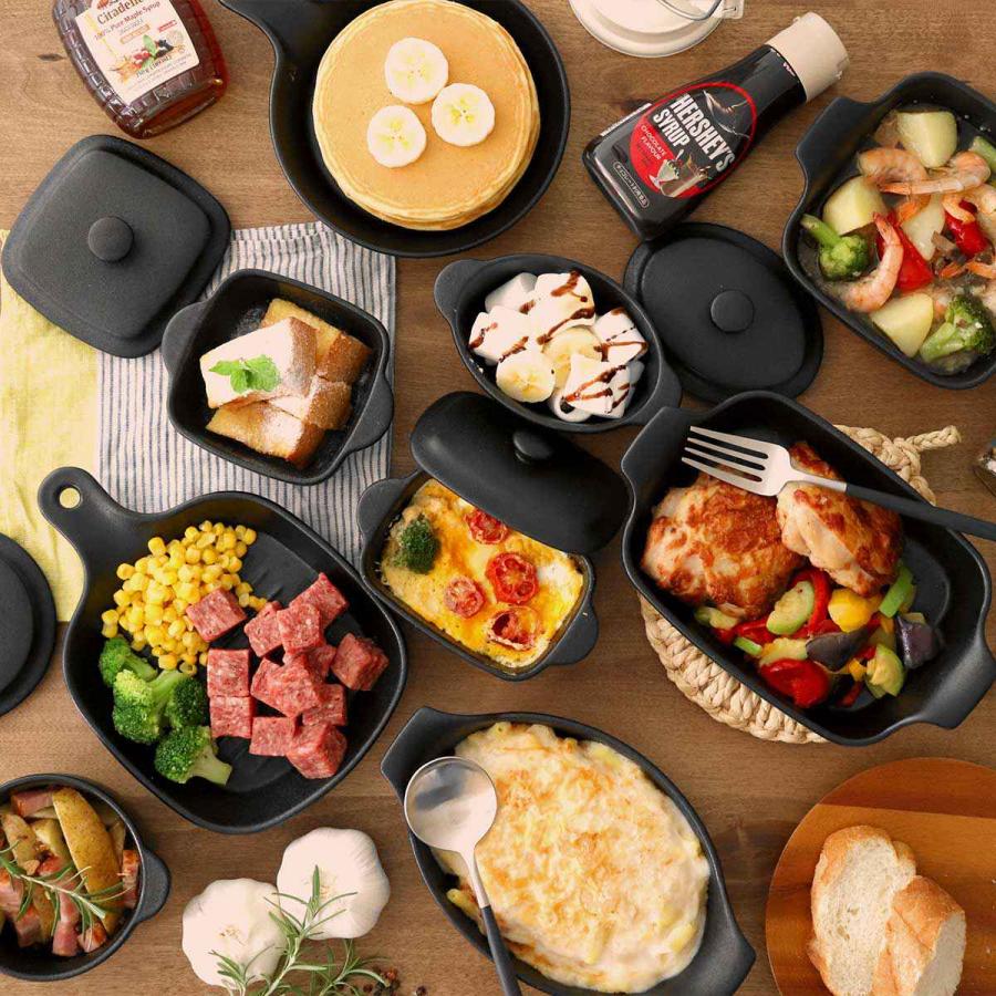 パール金属 グラタン皿 22cm 鋳物風 深型 オーバル 陶磁器 取っ手付