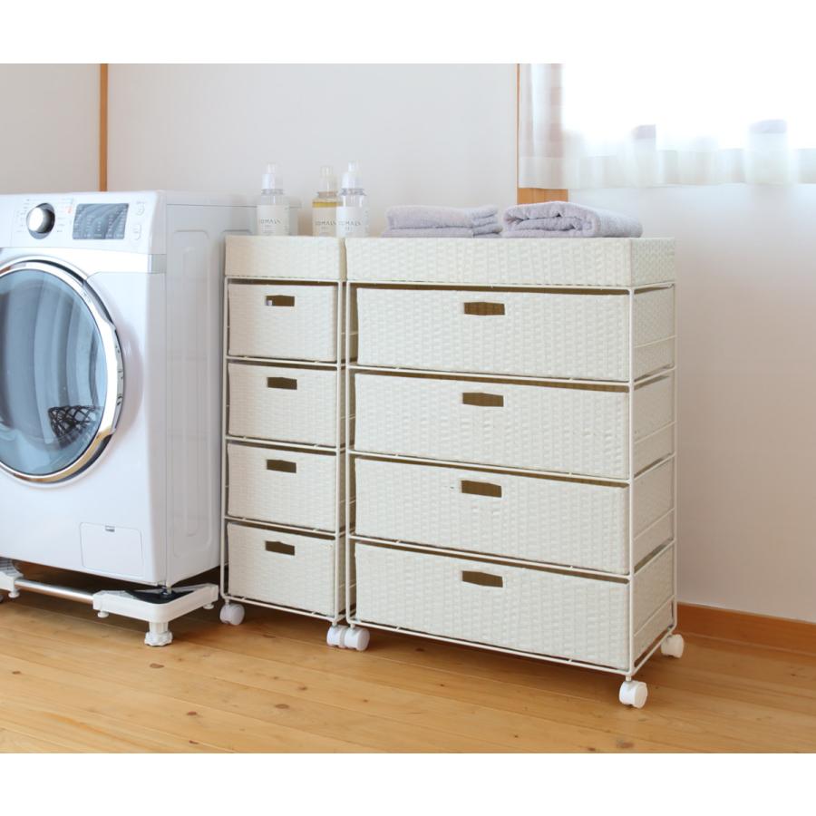 HAGiHARA（萩原） ランドリーチェスト 幅30.5cm 4段 引出し キャスター