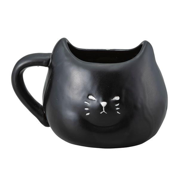 マグカップ 400ml ふてぶてしい猫 くろねこ 磁器製 かわいい （ 黒猫