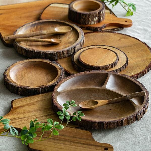 ランチプレート 24cm Konoka 木製 アカシア 食器 仕切皿 （ アカシアプレート 木製プレート 木 仕切り皿 木製食器 ）｜livingut｜09