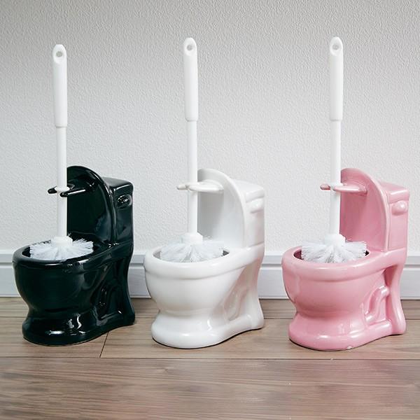 トイレブラシ toilet トイレット 陶器 ユニークトイレブラシセット トイレ掃除 （ トイレ用品 トイレクリーナー トイレ用ブラシ ）｜livingut