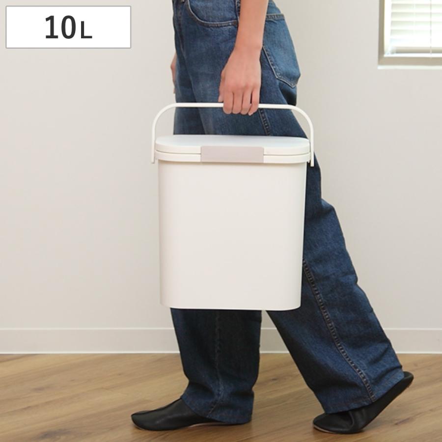 ゴミ箱 運べる防臭ペール 10L パッキン付き スリム ロック付き （ ごみ箱 10リットル ふた付き 持ち運び ニオイ ペット 赤ちゃん おむつ 分別 ） の商品画像