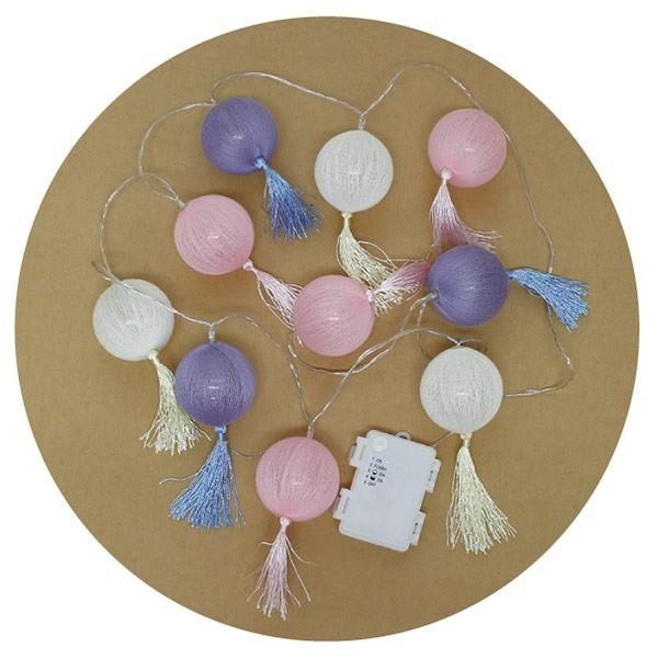 ガーランド ライト LEDスイッチライト コットンボール タッセル 10球