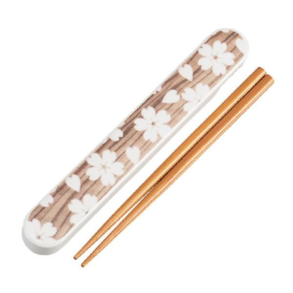 箸箱セット HAKOYA 桜木目 スクエア 黒炭 箸 箸箱 ケース 18cm （ お箸