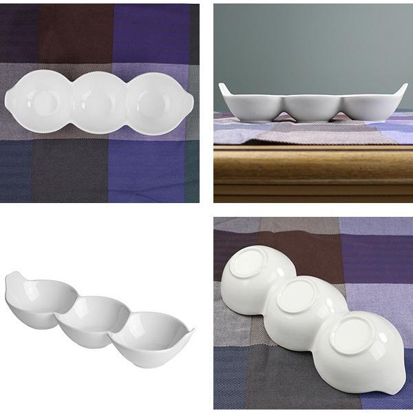 仕切り皿 3連 皿 ボウル 小鉢 おしゃれ 磁器 （ そら豆 和食器 電子