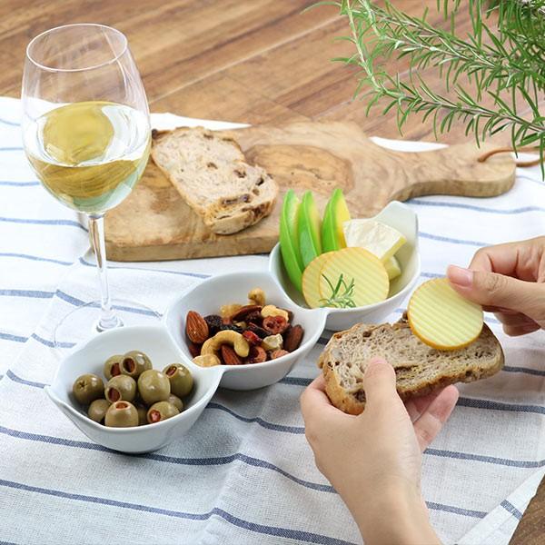 仕切り皿 3連 皿 ボウル 小鉢 おしゃれ 磁器 （ そら豆 和食器 電子