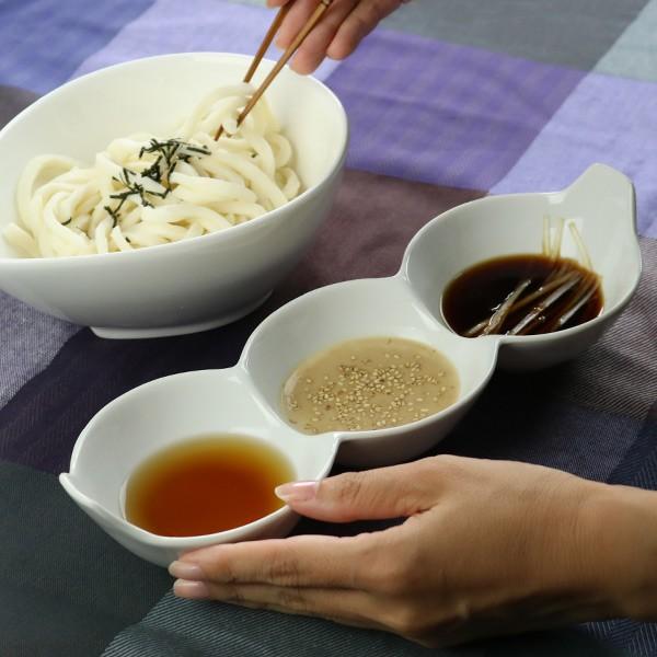 仕切り皿 3連 皿 ボウル 小鉢 おしゃれ 磁器 （ そら豆 和食器 電子