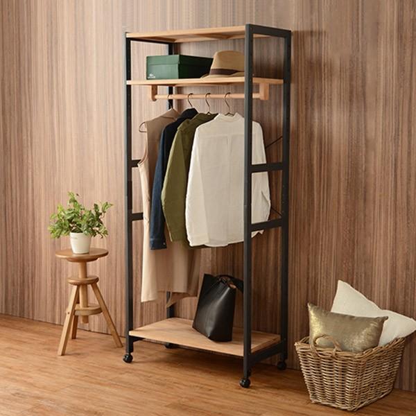 ハンガーラック 木製 キャスター付 約幅78cm （ 衣類収納