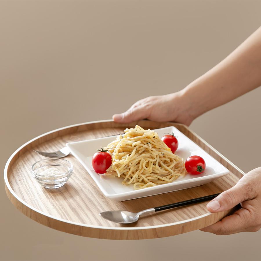 特典付き お盆 36cm トレー 半月膳 半月盆 木製 同色2枚セット