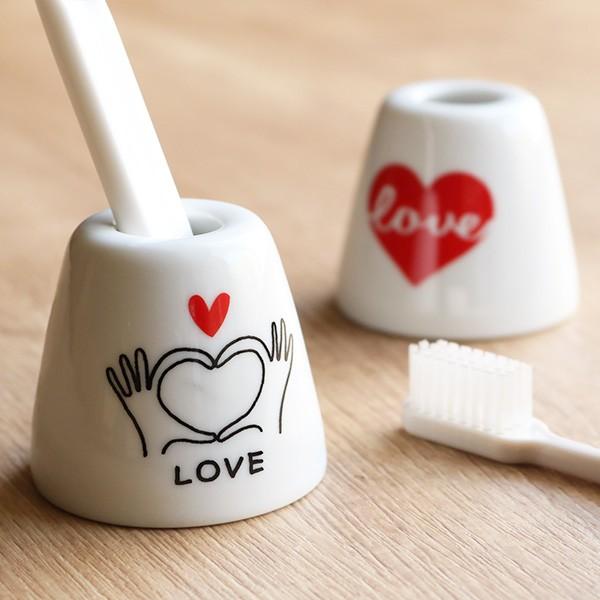 歯ブラシホルダー LOVE HEART 歯ブラシスタンド ハート 日本製 お揃い