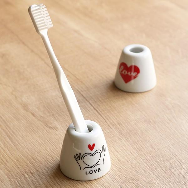 歯ブラシホルダー LOVE HEART 歯ブラシスタンド ハート 日本製 お揃い