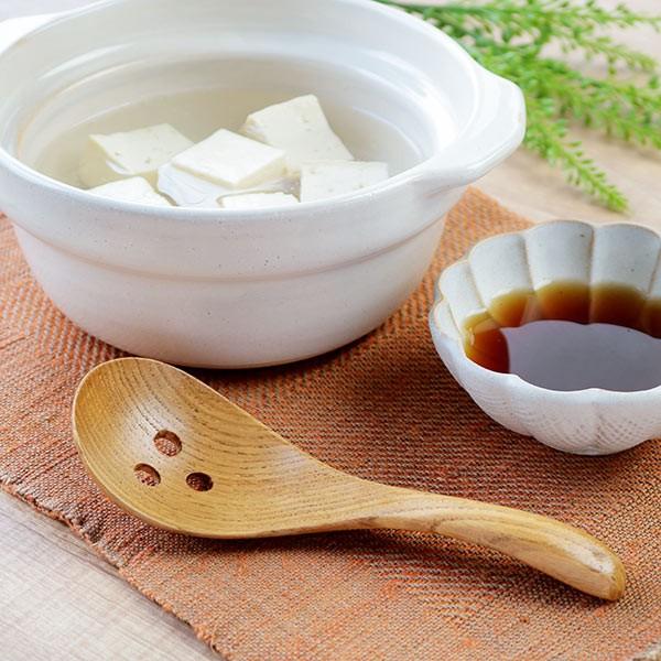 レンゲ 17cm 穴あき 栗の木 天然木 カトラリー （ 木製 れんげ 湯豆腐