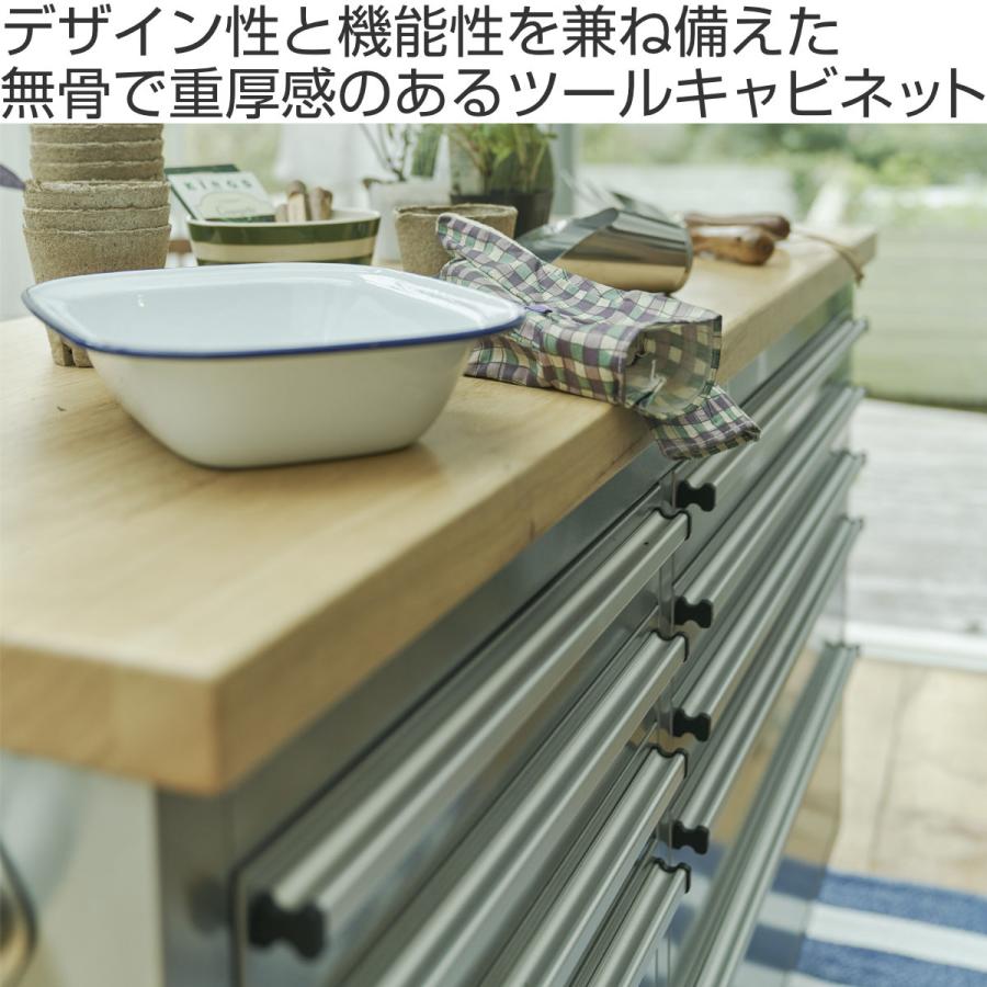 東谷 ツールキャビネット 幅199cm ステンレス製 木天板 キャスター付