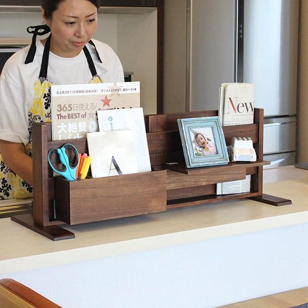 キッチン収納 カウンター上ラダーラック 幅63cm 両面使える 木製
