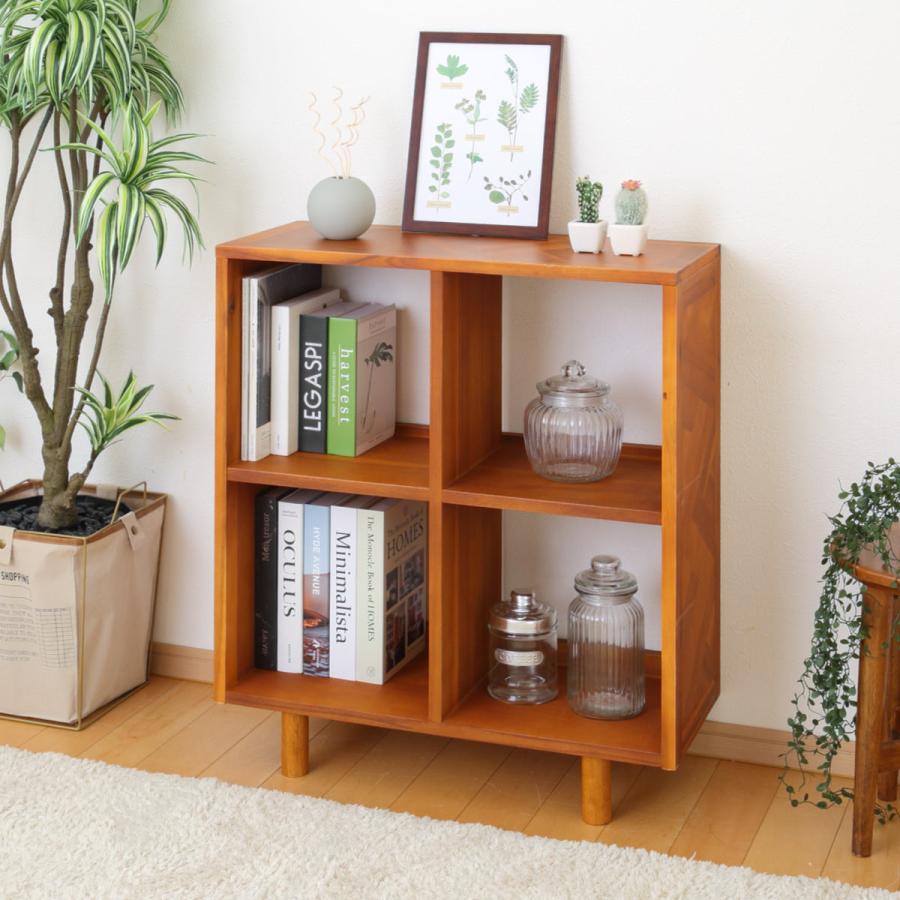 弘益 オープンラック 幅70cm 2段 寄木突板 ヴィンテージ調 HENT