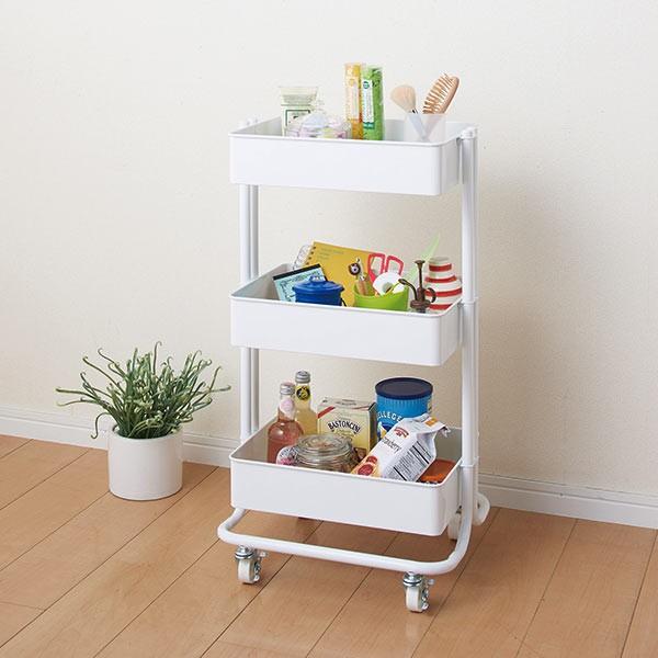 ラック ワゴン 3段 ローリングカート キッチンワゴン スチール製